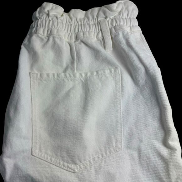 7 For All Mankind NWT White Paper Bag Waist Tapered Balloon Leg Crop Jeans Sz 30 - Picture 3 of 11